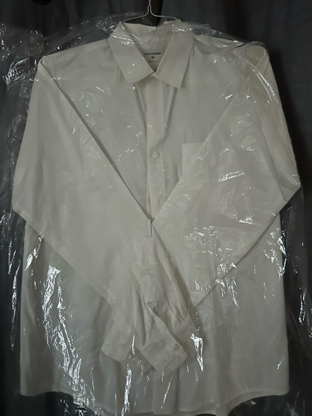 Dockers White Men's Dress Shirt with Pocket